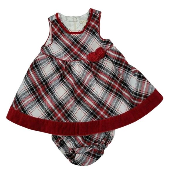 Plaid holiday dress matching bloomers - Picture 1 of 4